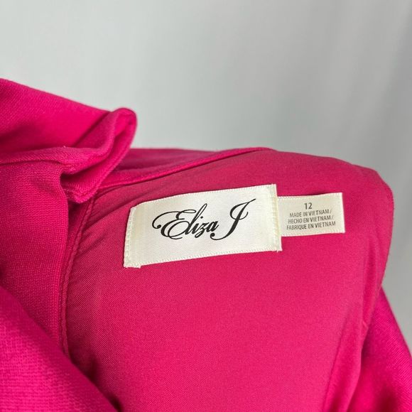 Eliza J Dress Size 12 Shift Mini Hot Pink High Neck Mock Neck - Picture 6 of 9